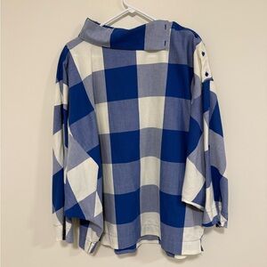 Zara Trafaluc Blue and White Plaid Shirt